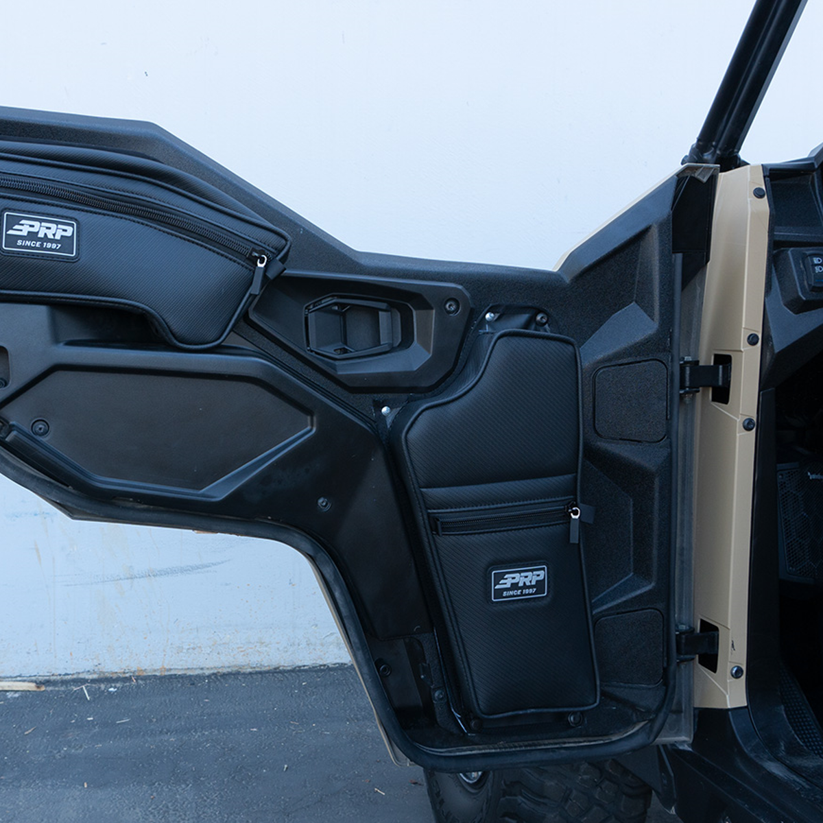 Front Lower Door Bags with Knee Pad for ’16+ Polaris General (Pair)-Vehicle Storage Bags-PRP Seats-Pivotal Motorsports
