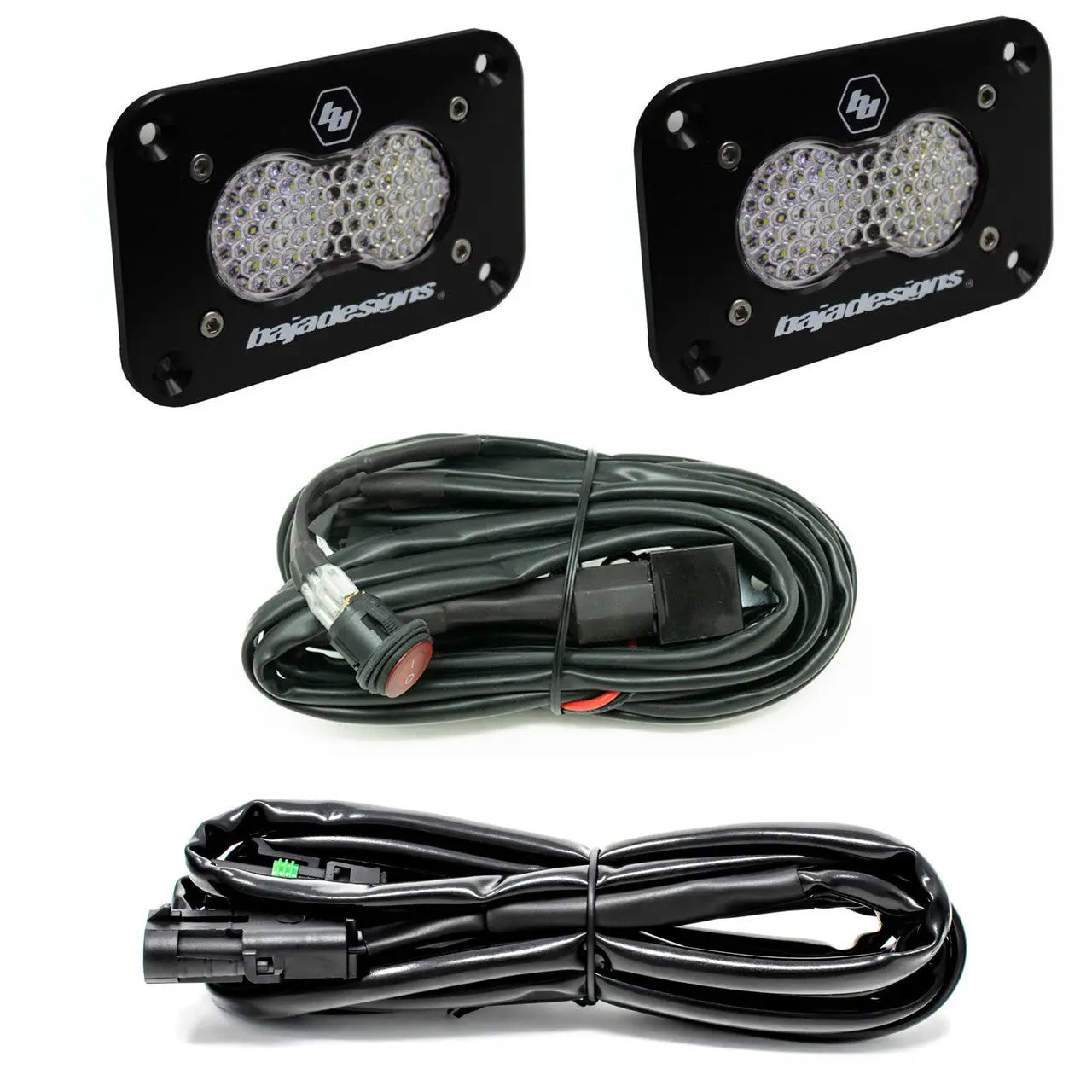 S2 Sport Black Flush Mount LED Light Pod Reverse Kit-LED Pods / Auxiliary-Baja Designs-Work/Scene-Clear-Pivotal Motorsports