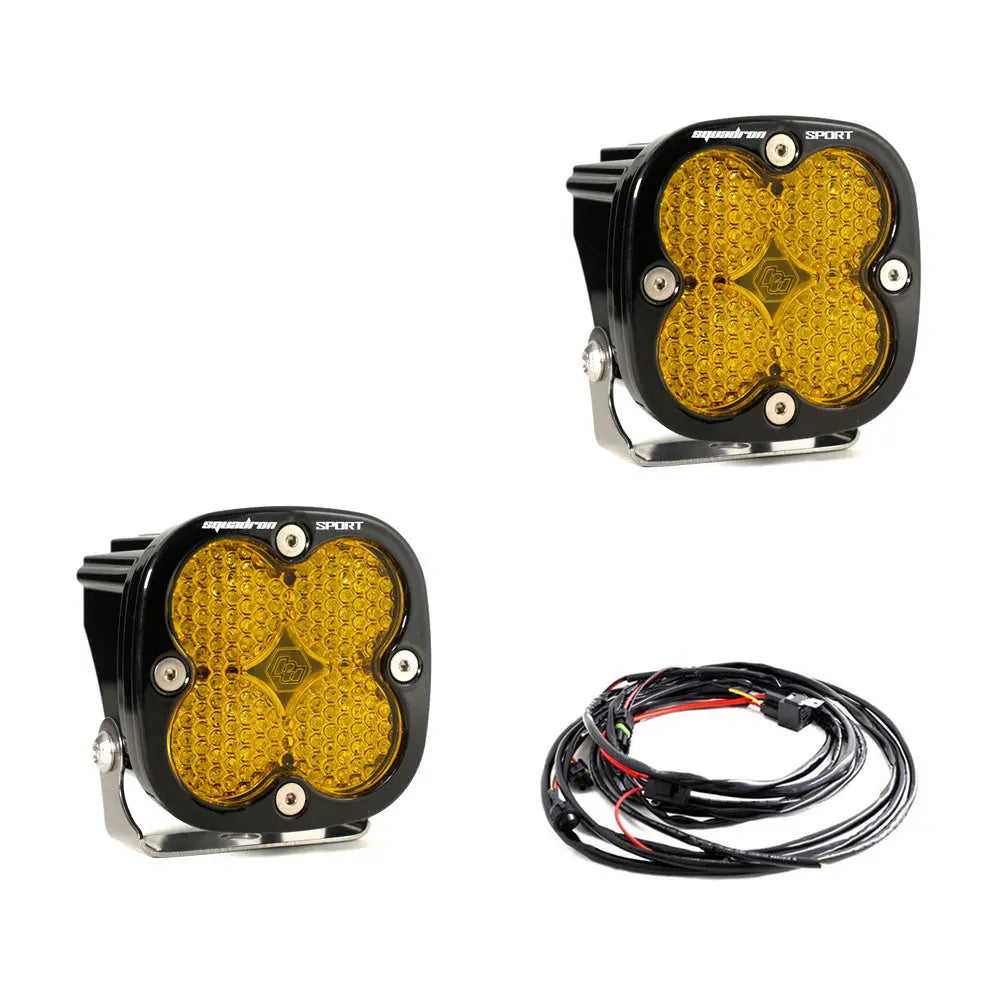 Squadron Sport Black LED Auxiliary Light Pod Pair-LED Pods / Auxiliary-Baja Designs-Work/Scene-Amber-Pivotal Motorsports