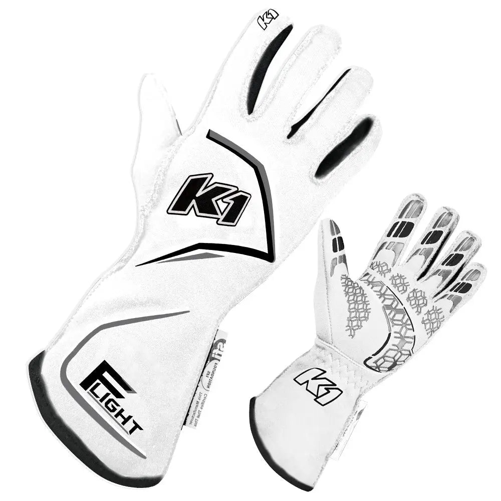 Gloves Flight X-Large White-Safety Equipment,Safety Clothing,Driving Gloves-K1 RACEGEAR-Pivotal Motorsports