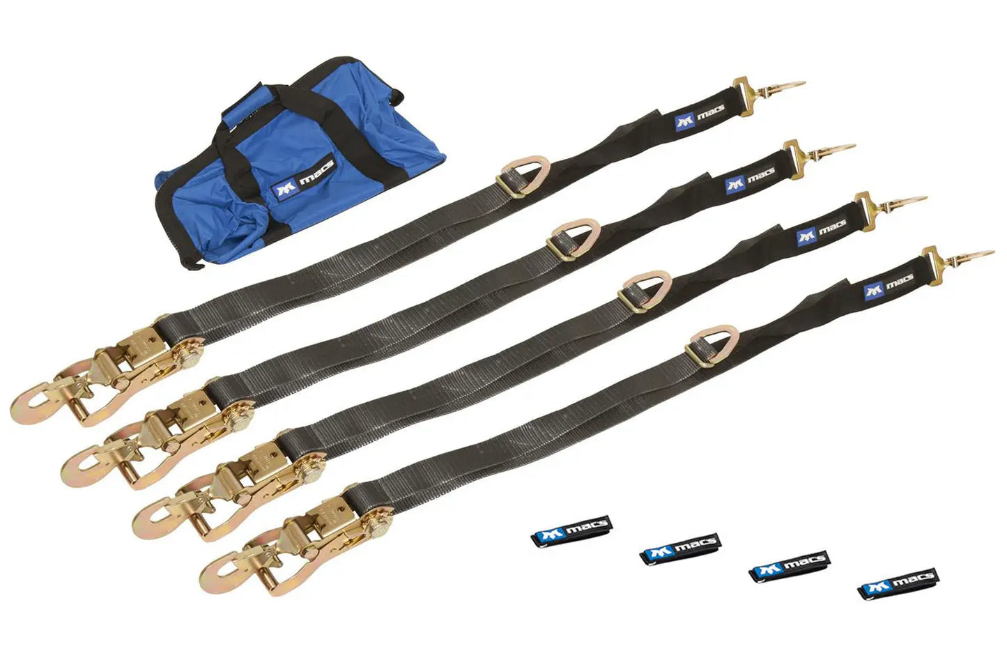 4 Tie Down/Axle Strap Combo Direct Hook-Towing Equipment,Tie-Down Straps and Components,Tie-Down Straps-MACS CUSTOM TIE-DOWNS-Pivotal Motorsports