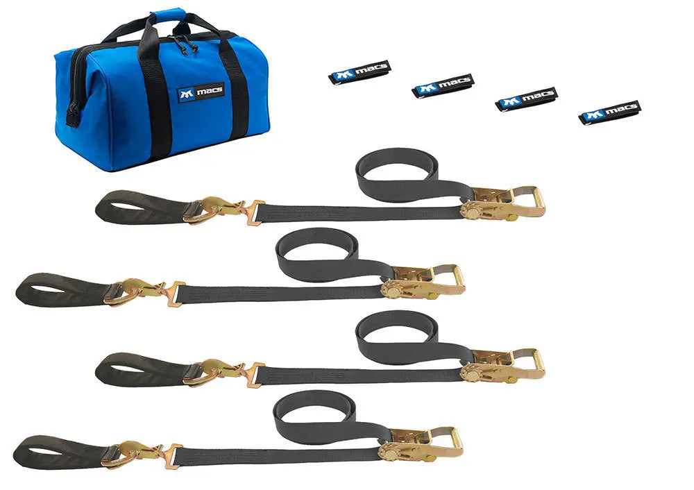 4 Tie Downs Direct Hook & 4-24in Axle Straps-Towing Equipment,Tie-Down Straps and Components,Tie-Down Straps-MACS CUSTOM TIE-DOWNS-Pivotal Motorsports