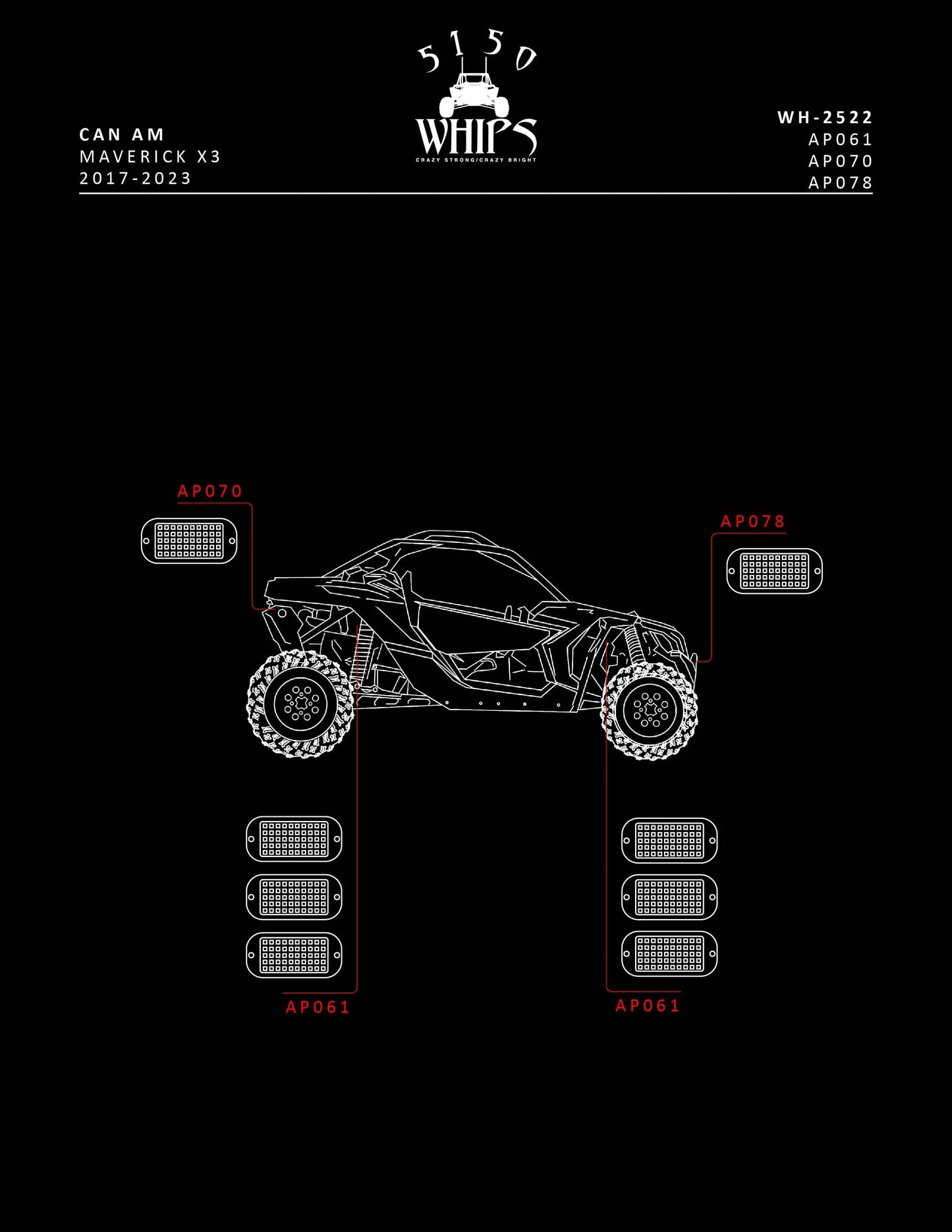 Rock Light 2.0 Bracket Kit (Can-Am)-5150 Whips Inc.-Pivotal Motorsports