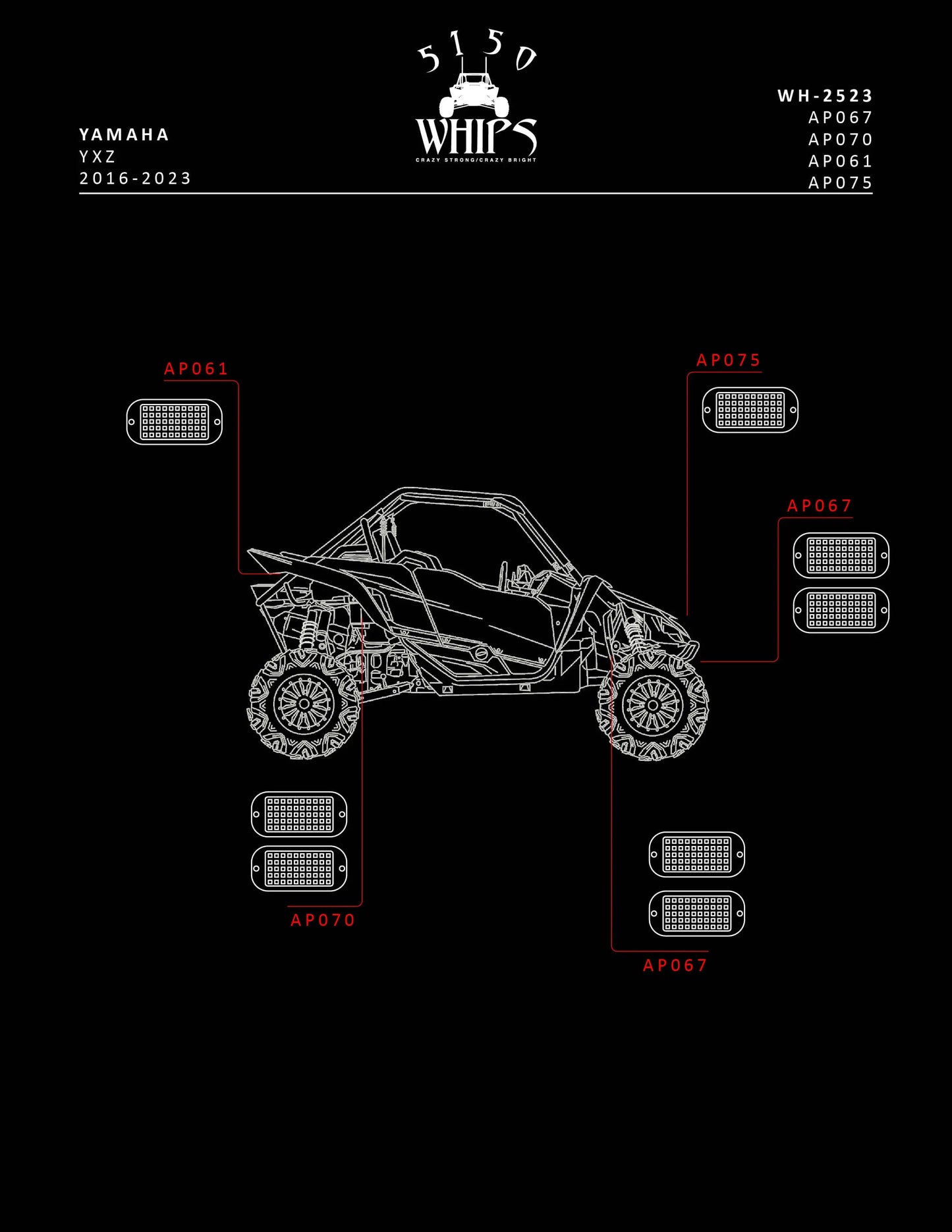 Rock Light 2.0 Bracket Kit (YXZ)-5150 Whips Inc.-Pivotal Motorsports