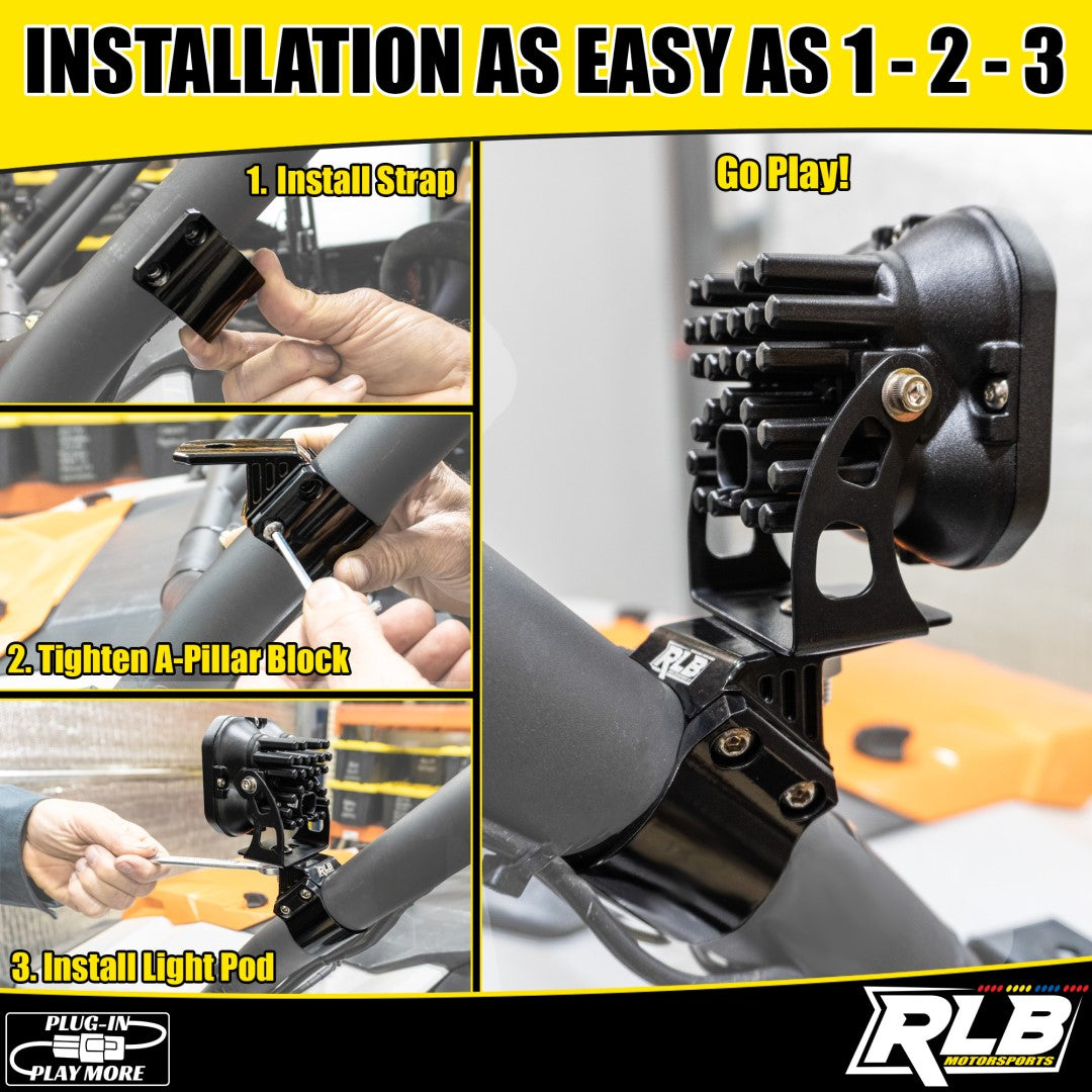 Light POD A-Pillar Clamp RLB Motorsports