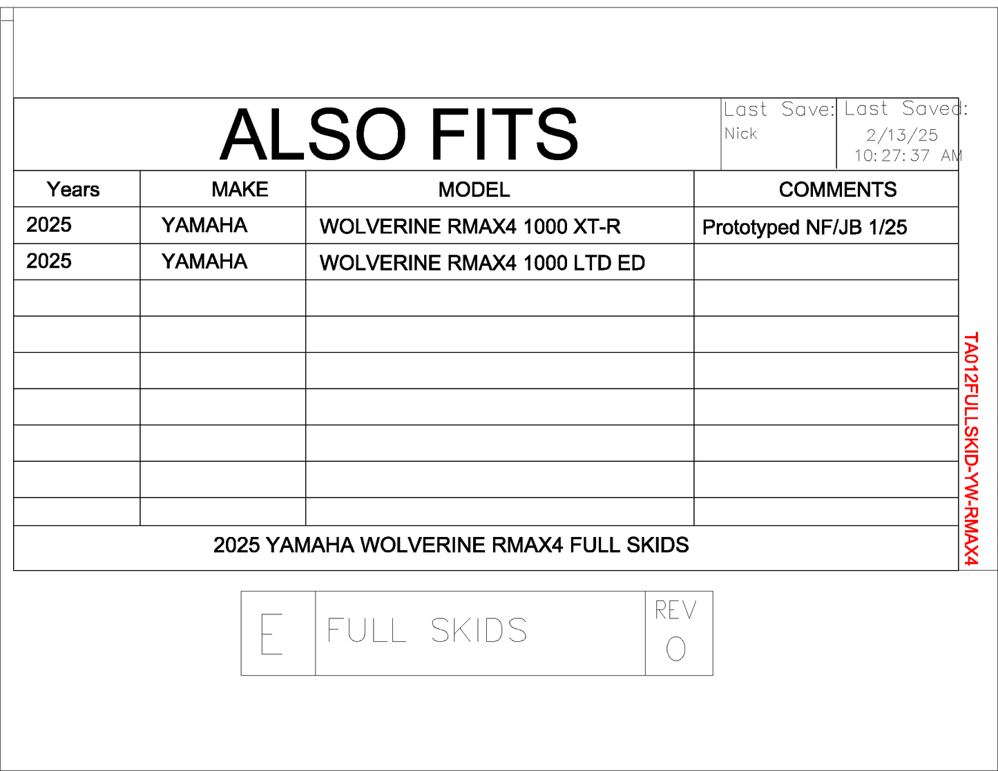 Trail Armor 2025 Yamaha Wolverine RMAX4 1000 X-TR, RMAX4 1000 Limited Edition Full Skids TrailArmor