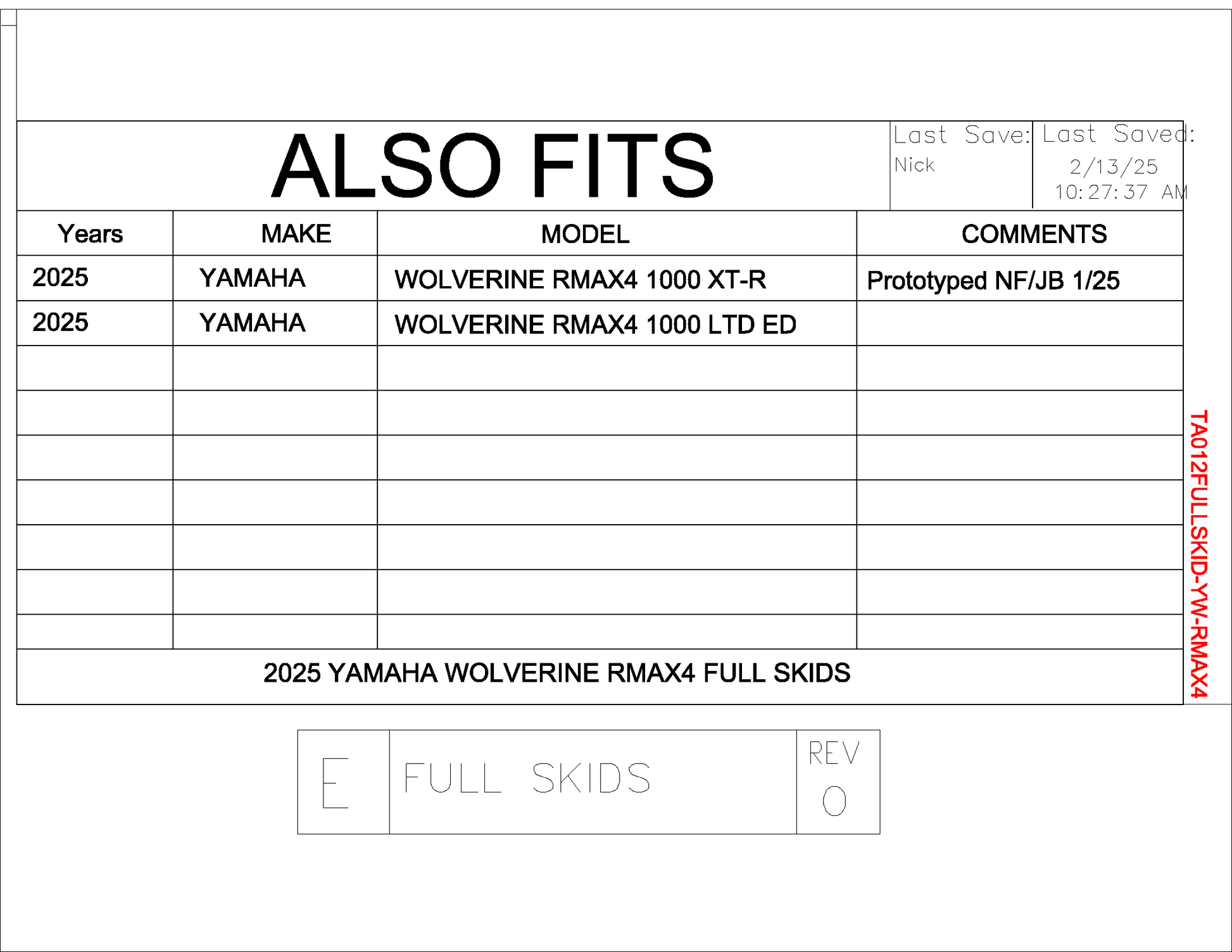Trail Armor 2025 Yamaha Wolverine RMAX4 1000 X-TR, RMAX4 1000 Limited Edition Full Skids TrailArmor