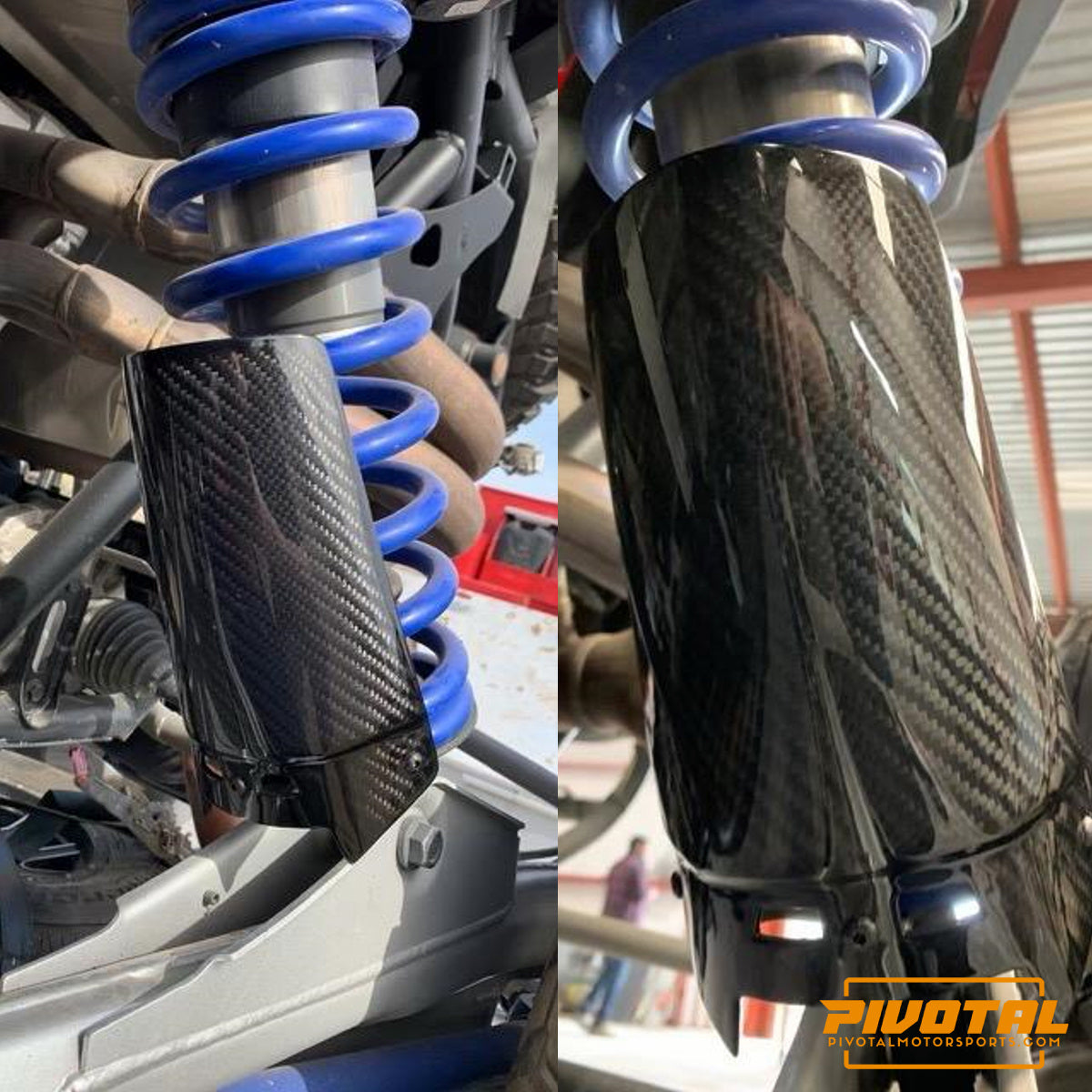 Polaris Pro R Rear Shock Guard - Carbon Fiber-Shock Guards-Pivotal Motorsports-Pivotal Motorsports
