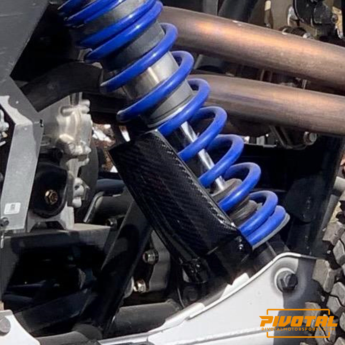 Polaris Pro R Rear Shock Guard - Carbon Fiber-Shock Guards-Pivotal Motorsports-Pivotal Motorsports