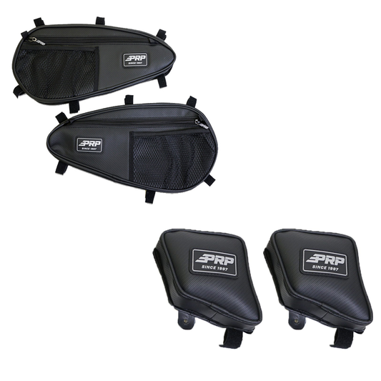 Polaris RZR Lower Door Bags (Pair) and Knee Pads for Doors with Speakers - BUNDLE