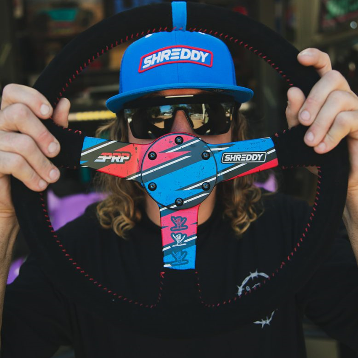 PRP X Shreddy Shred White and Blue Deep Dish Steering Wheel