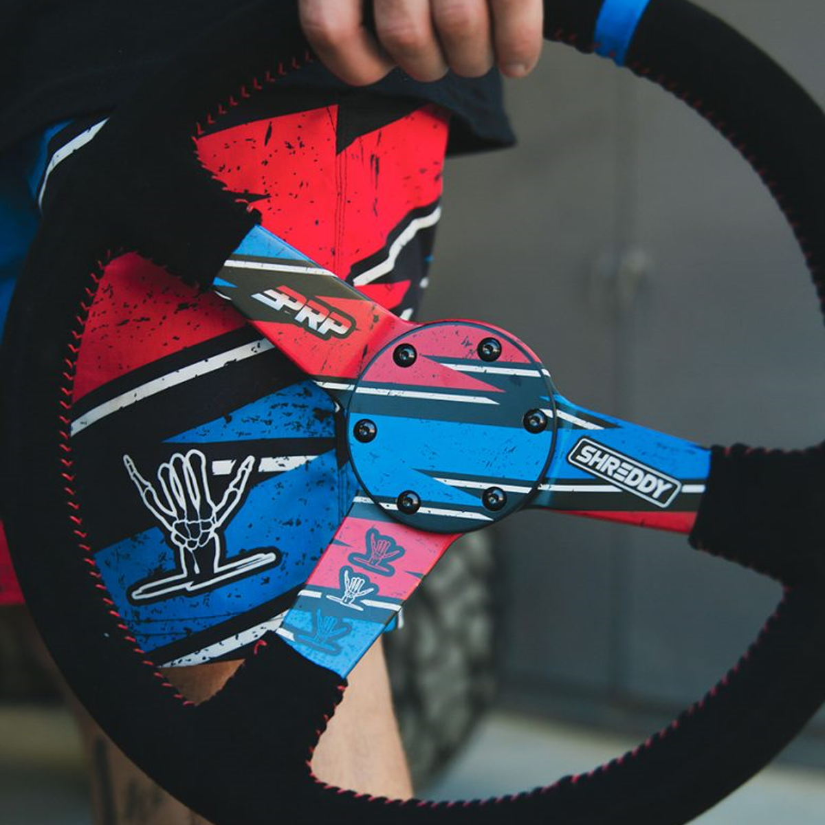 PRP X Shreddy Shred White and Blue Deep Dish Steering Wheel