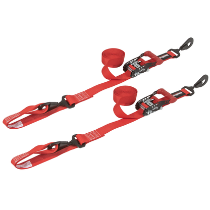 SpeedStrap 1.5″ x 10′ Ratchet Tie-Down w/ Soft-Tie (2 Pack) - Red